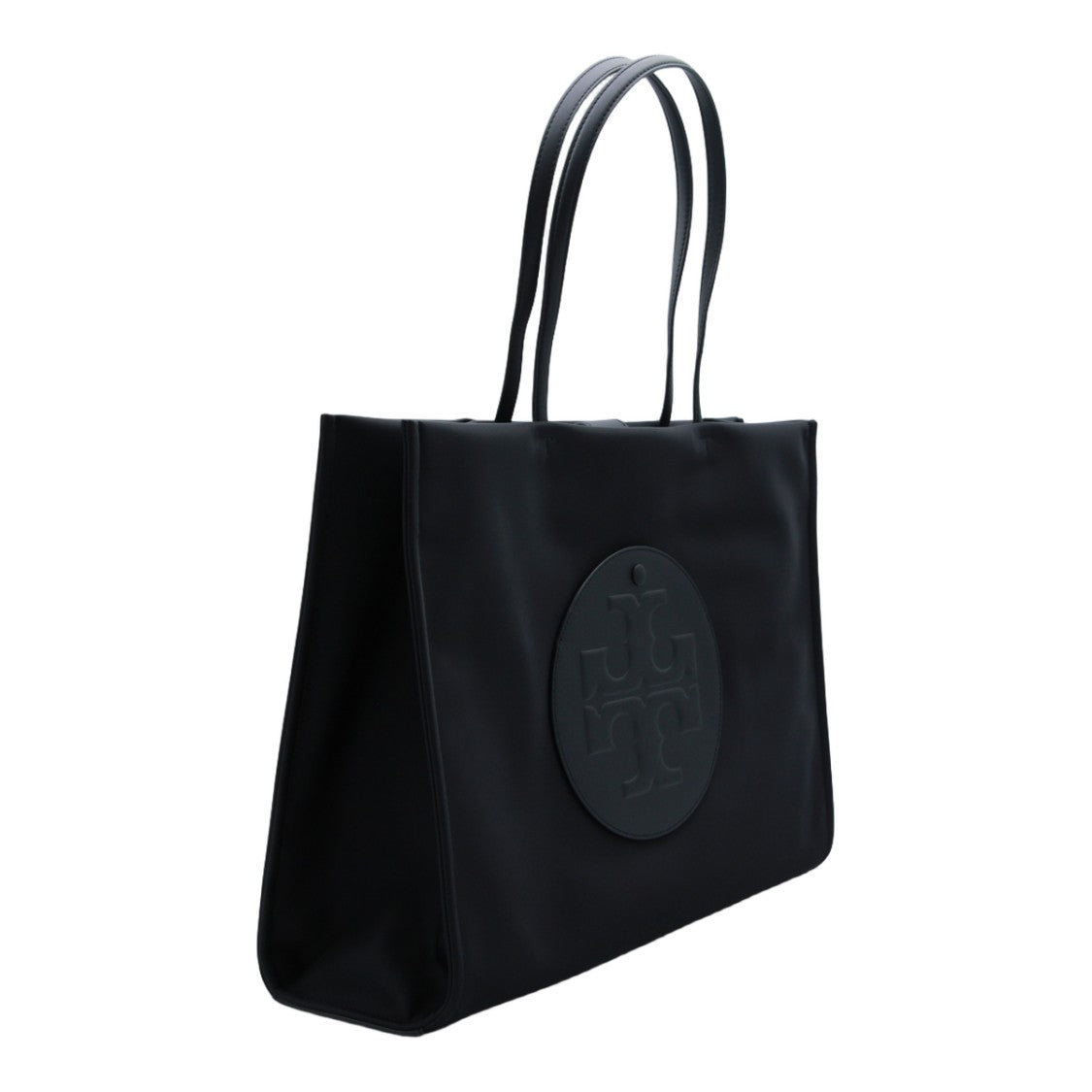 Tory Burch Structured Black Tote Bag With Embossed Logo