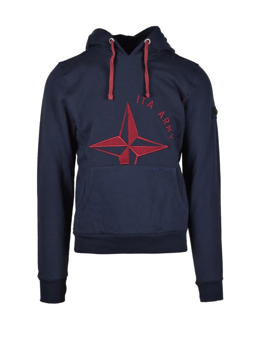 Esercito Blue Geometric Stretch Cotton Sweatshirt