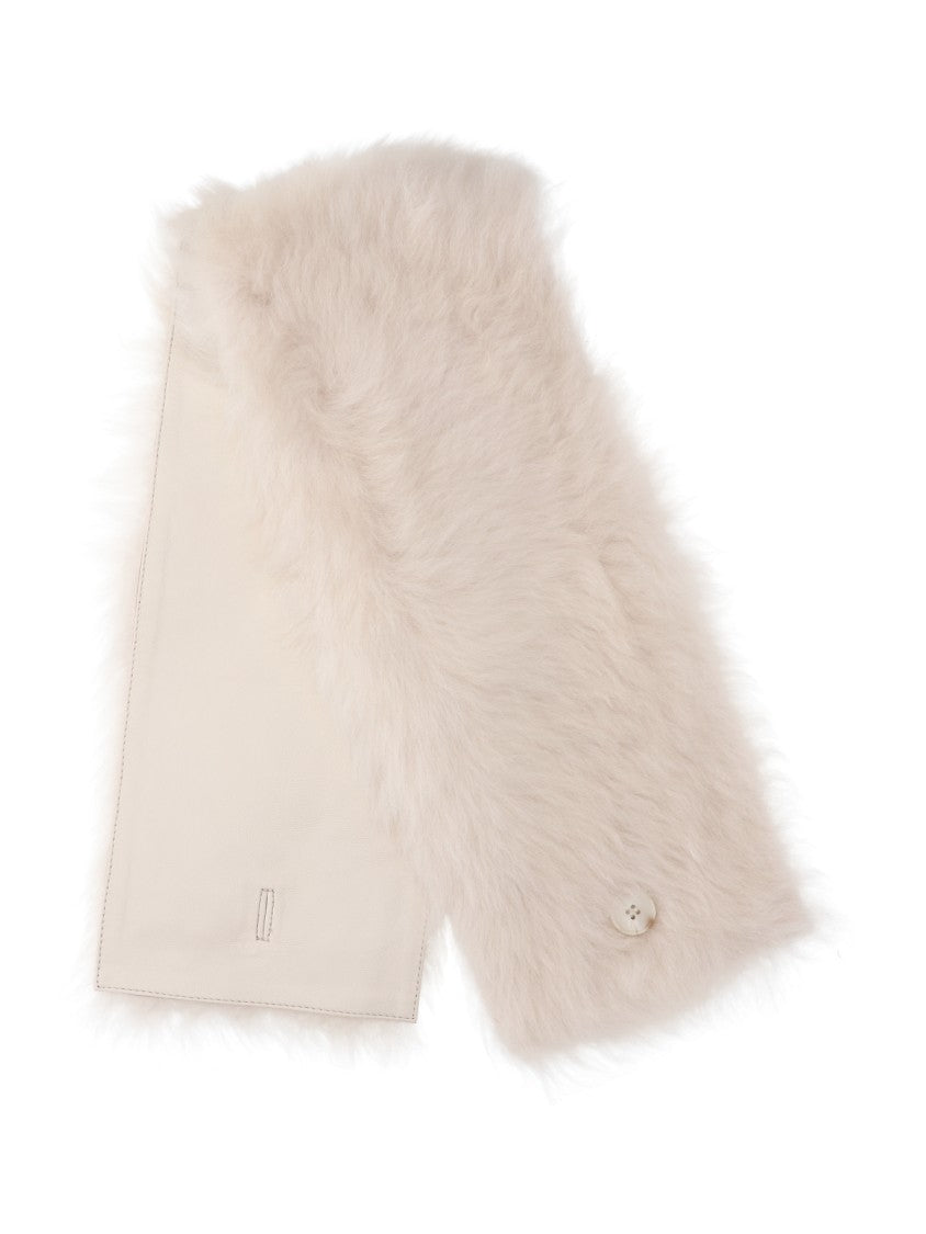 Almada Cream Mayma Shearling Scarf