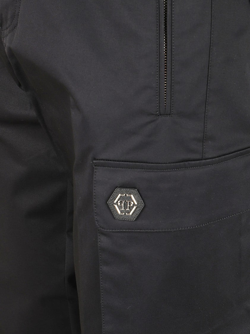 Philipp Plein Tapered Black Cargo Trousers With Adjustable Cuffs