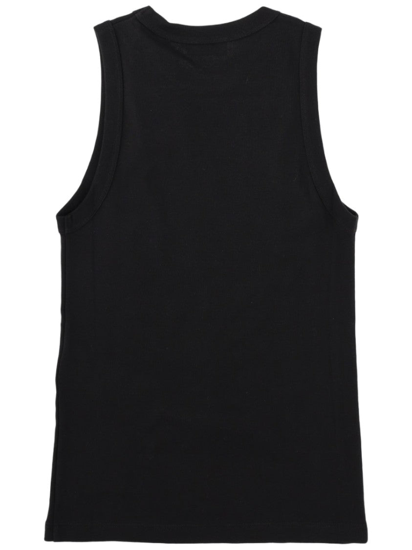 Saint Laurent Cassandre Ribbed Embroidered Cotton Tank Top