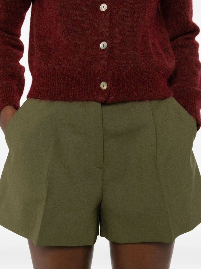 Msgm Tailored Green Shorts With High Waist