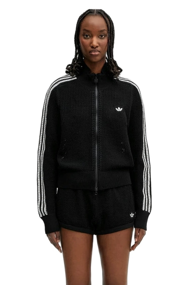 Adidas Knitted Zip-Up Jacket With Ribbed Accents