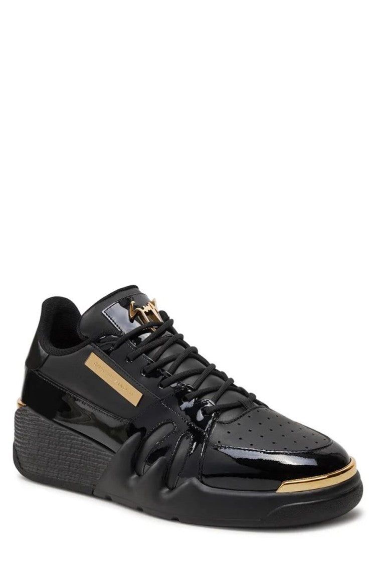 Giuseppe Zanotti Black Leather Gold-Trim Chunky Sneaker