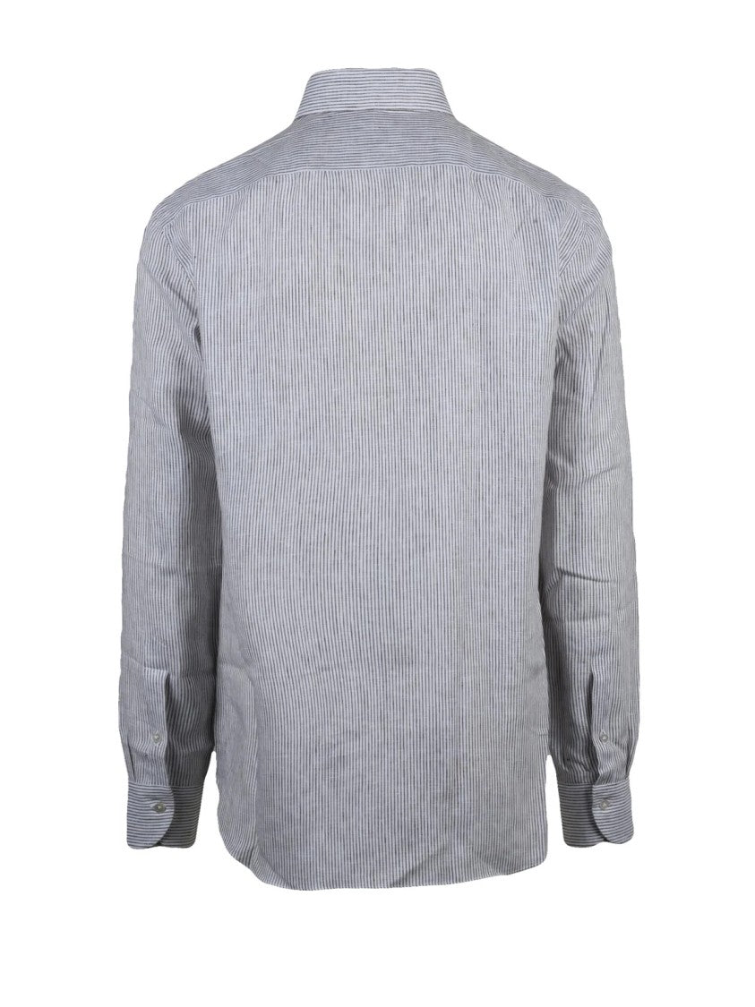 Borriello White/Beige Cotton Linen Shirt
