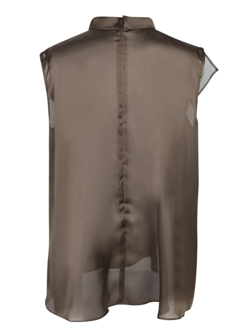 Sacai Asymmetrical Layered Satin Chiffon Tank Top