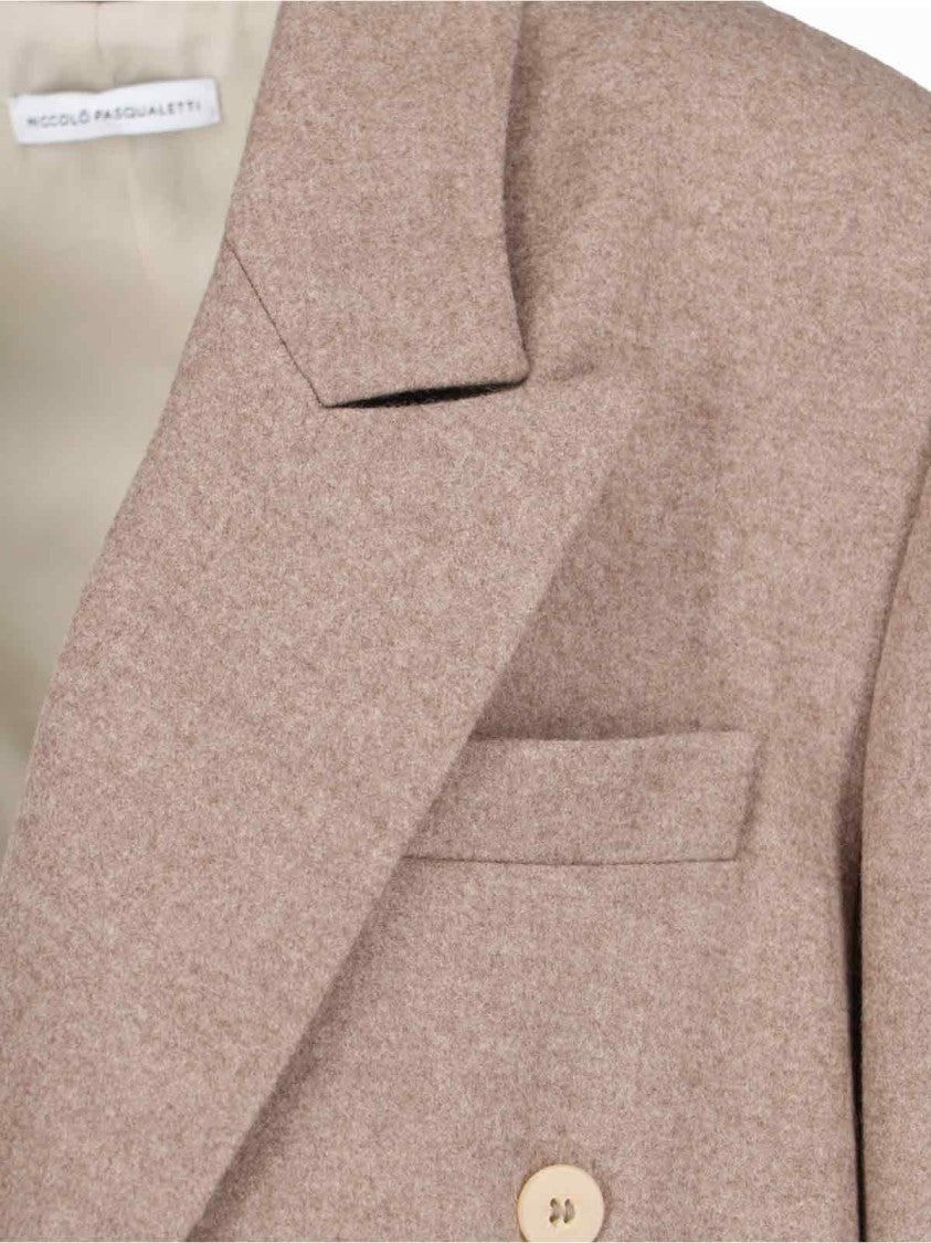 Niccolò Pasqualetti Double-Breasted Blazer In Beige Virgin Wool