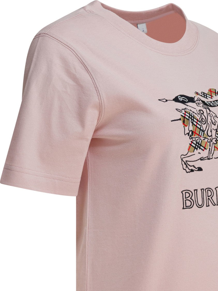 Burberry Embroidered Cotton Jersey T-Shirt With Equestrian Design