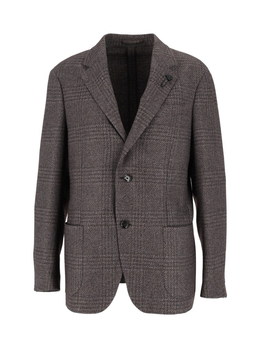 Lardini Brown Checkered Tailored Blazer