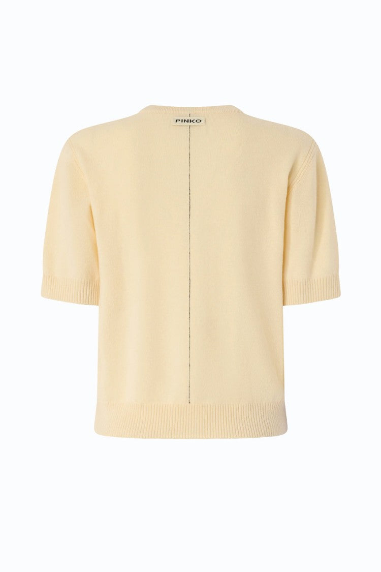 Pinko Butter Yellow Split-Neck Wool-Blend Sweater