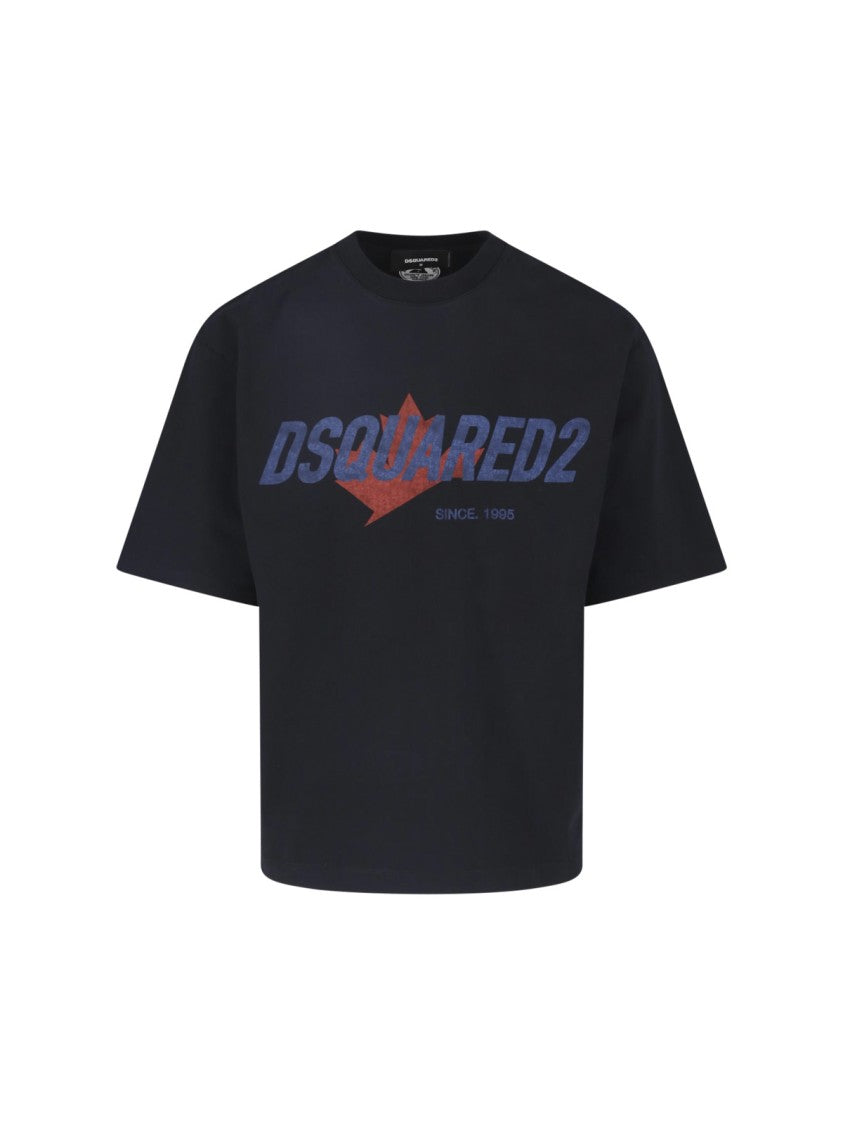 Dsquared2 Black Cotton Logo Printed T-Shirt