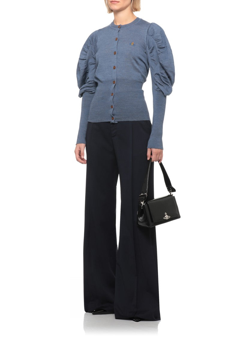 Vivienne Westwood Navy Blue High-Waisted Wide-Leg Wool Pants