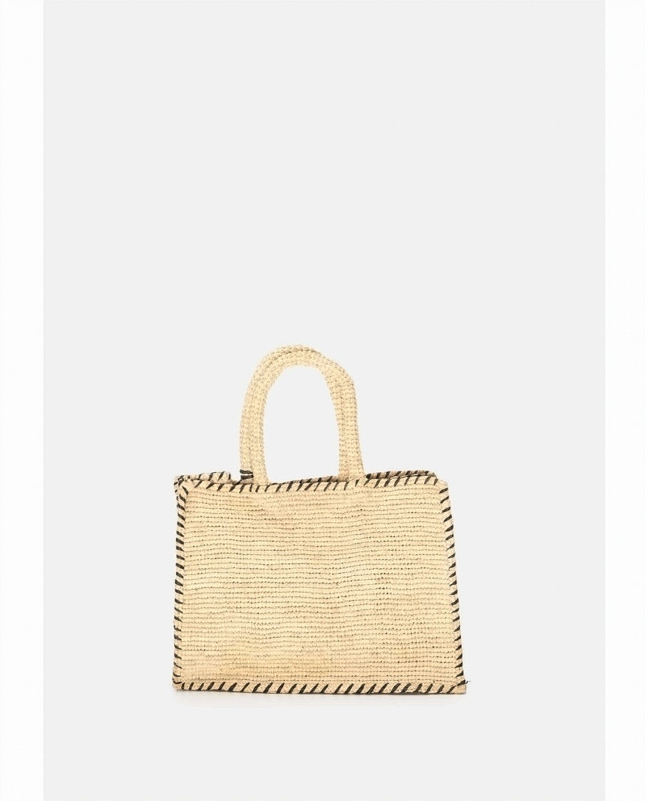Mc2 Saint Barth Rectangular Woven Tote Bag With Embroidered Detail