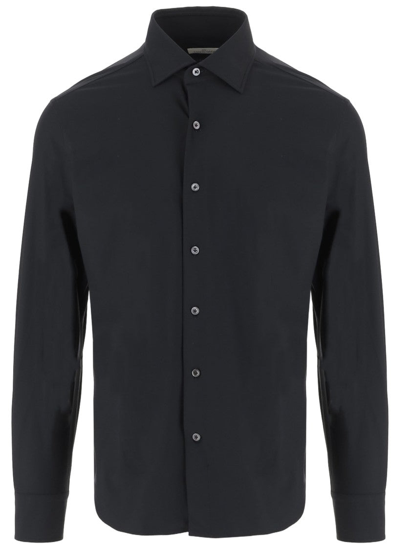 Gherardi Smooth Stretch Jersey Shirt With Classic Collar