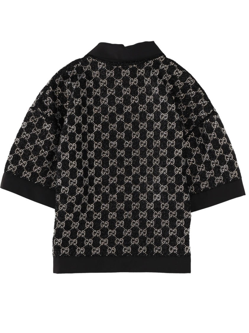 Gucci Gg Cropped Crystal Embellished Viscose-Blend Top