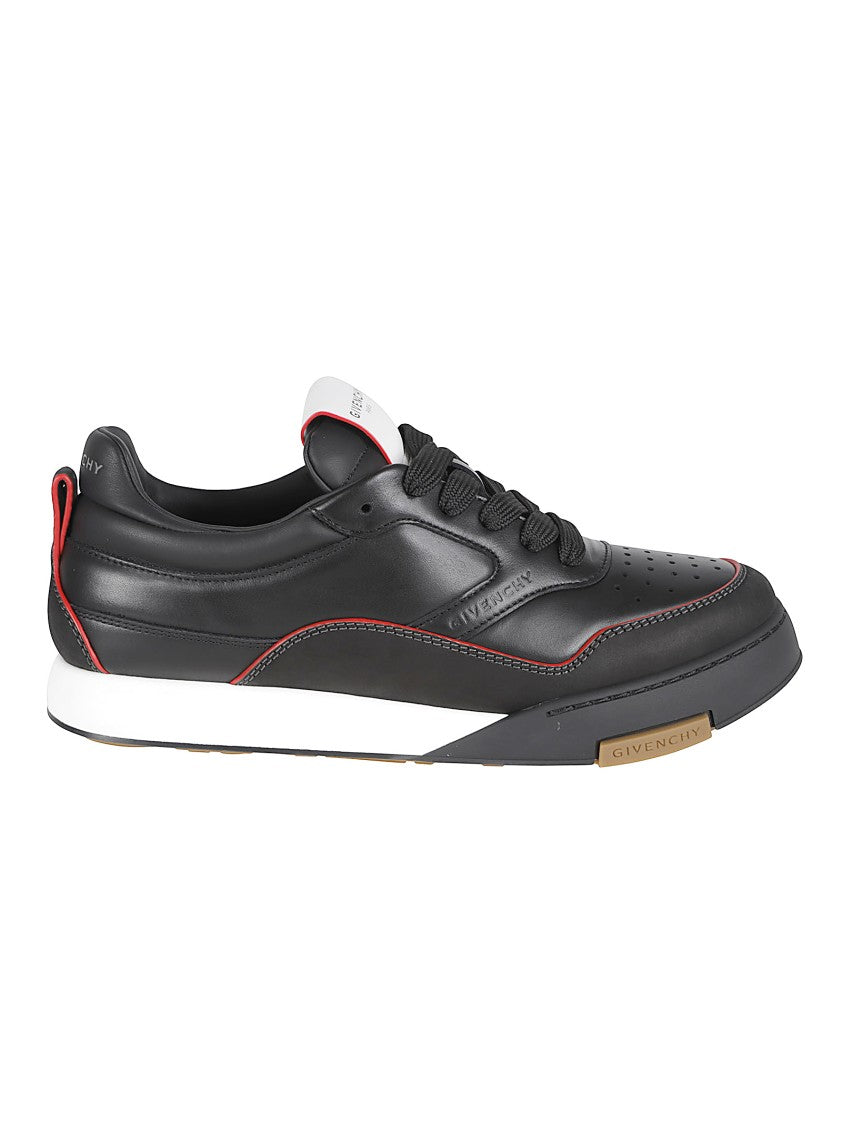 Givenchy Black Leather Sneakers With Bold Red Accents