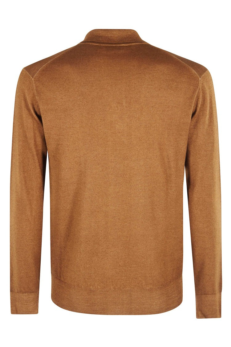 Altea Tobacco Polo Sweater With Collar And Buttons