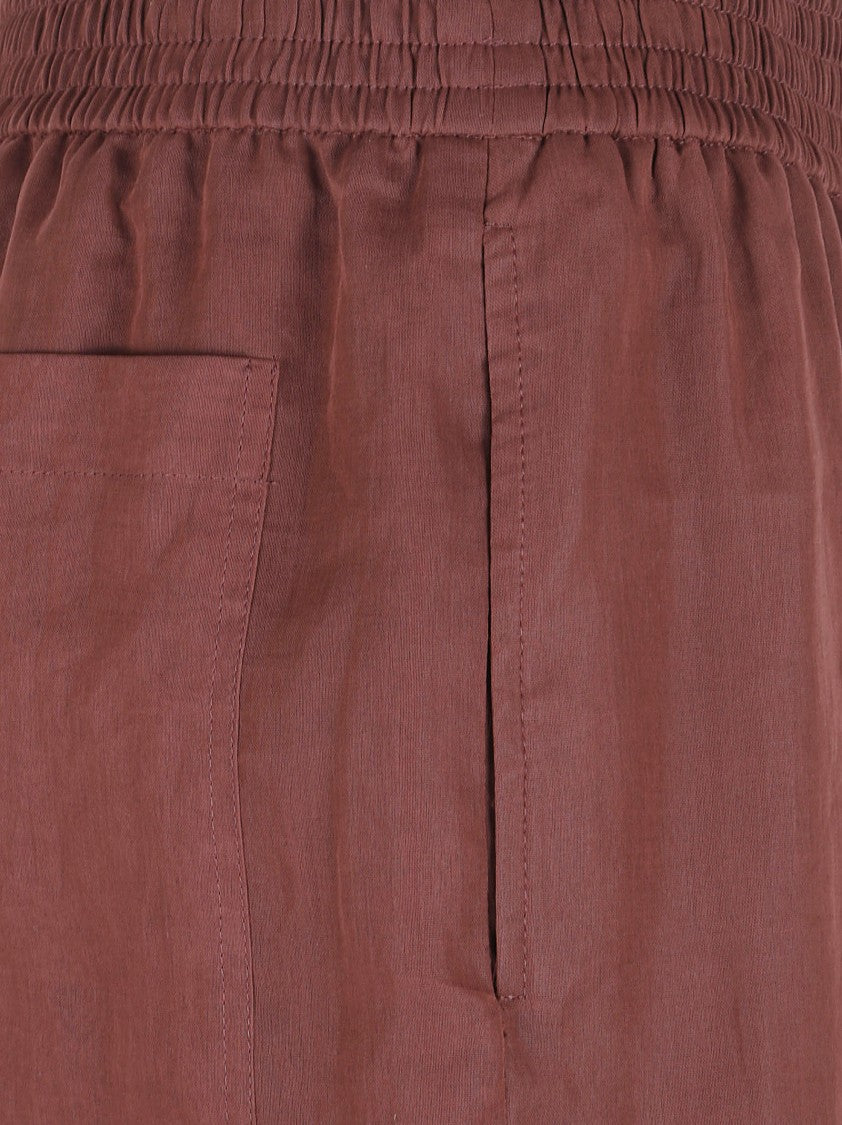 Brunello Cucinelli Relaxed Fit Brown Shorts With Elastic Waistband And Functional Pockets