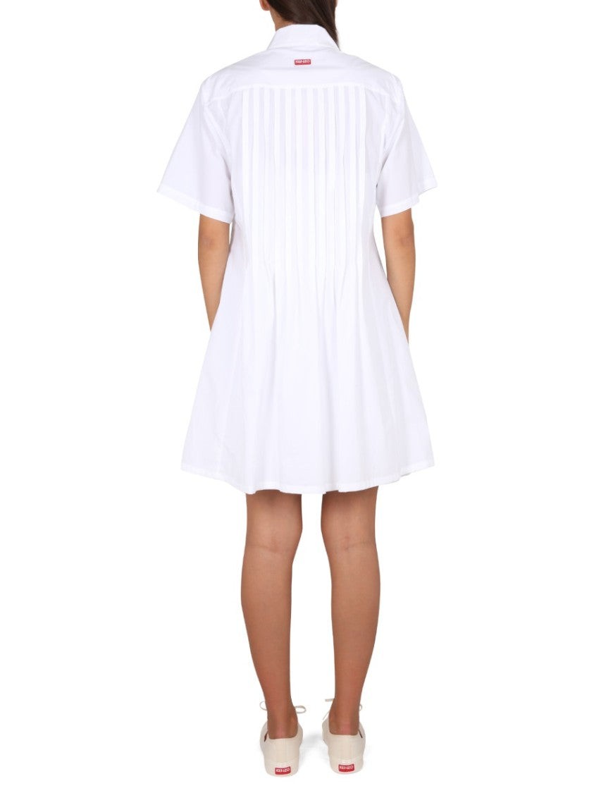 kenzo pleated dress Kenzo Pre-Owned pinstripe-pattern Pleated Dress | Grey