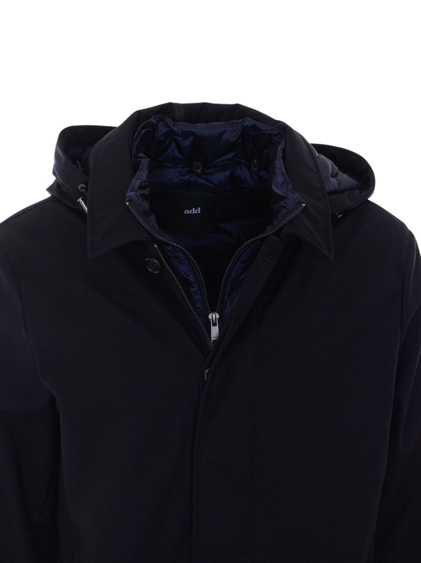 Add Black Knee-Length Down Recycled Polyester Parka