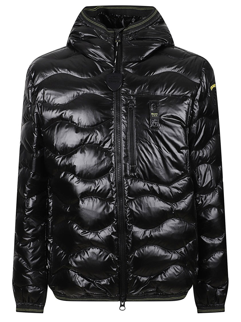 Blauer Horizontal Wave-Quilted Down Jacket With Functional Details
