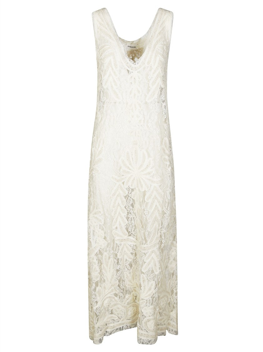 Parosh Maxi Dress With Intricate Lace Design