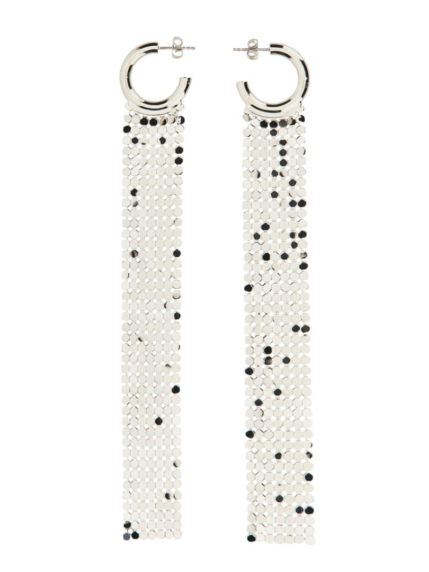 Paco Rabanne Cascading Silver Earrings With Butterfly Clasp