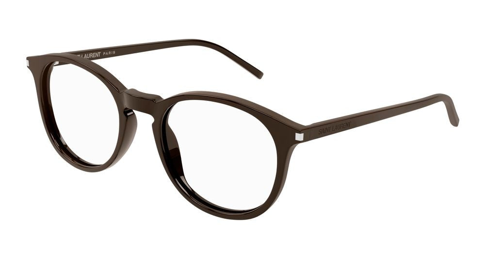 Saint Laurent Brown Rounded Acetate Eyeglasses
