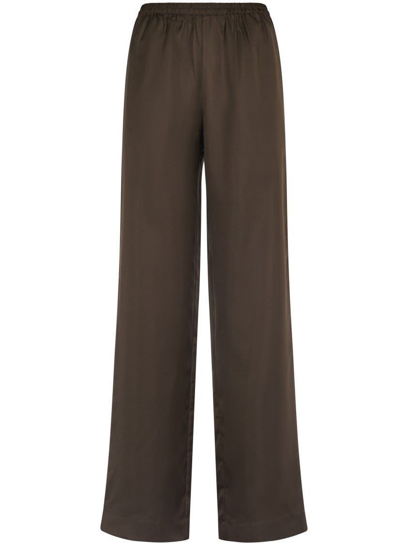 Loulou Studio Relaxed Fit Wide Leg Silk Trousers