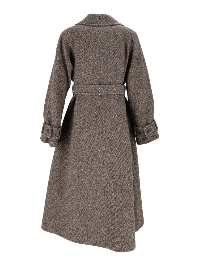 Max Mara Brown Tema Belted Wool-Blend Coat