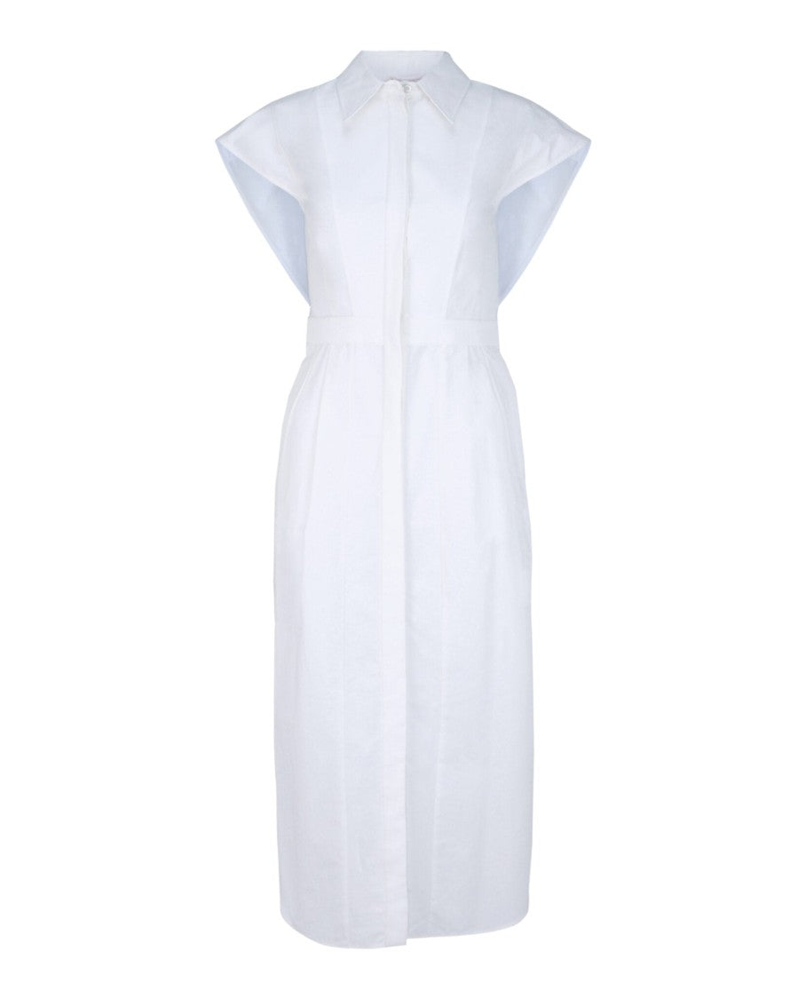Alexander Mcqueen Cotton Pencil Shirt Dress With Hidden Button Closure And Curved Hemline