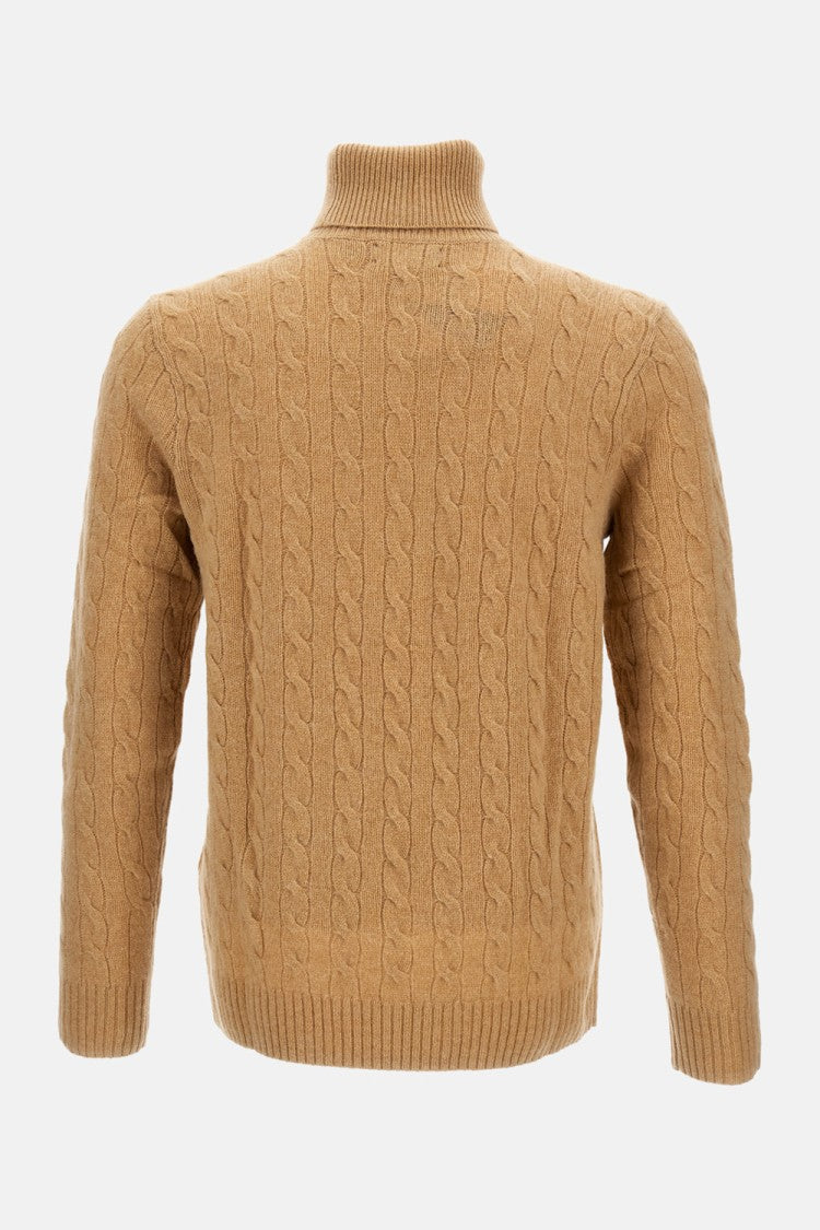 Polo Ralph Lauren Cable Knit Turtleneck Sweater With Embroidered Logo