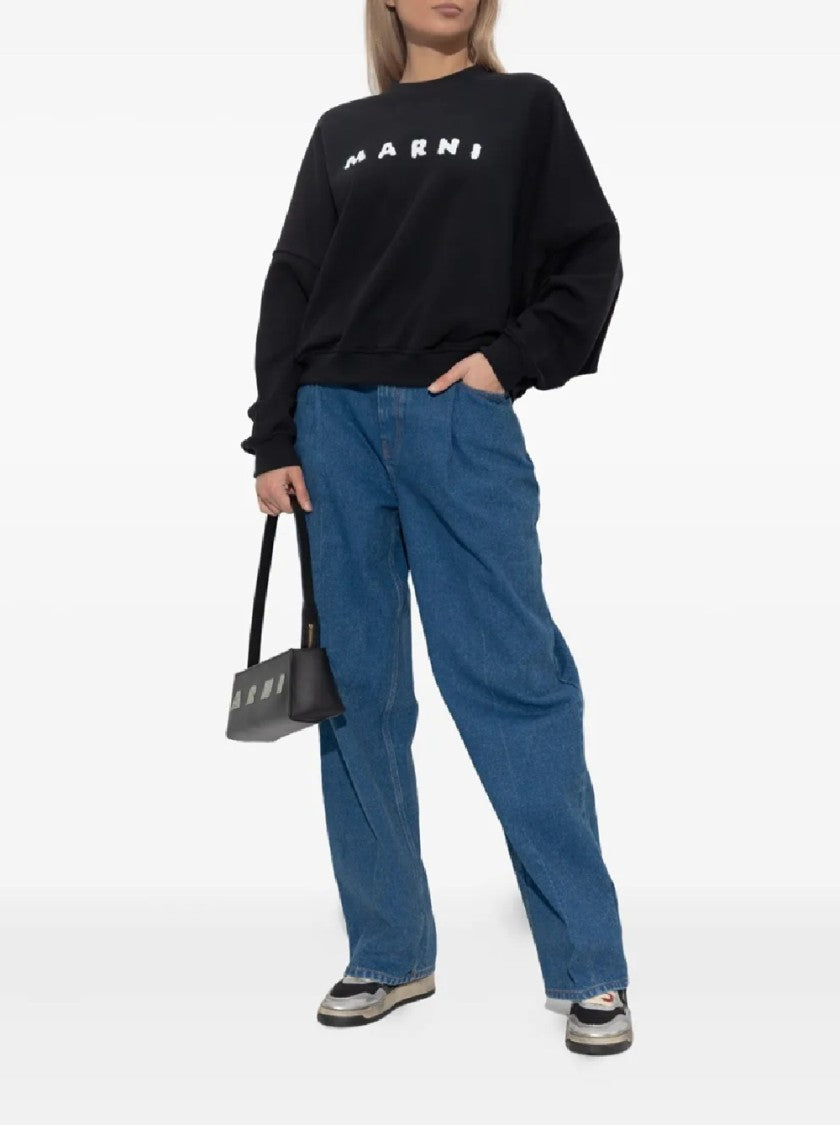 Marni Relaxed Fit Cotton Sweatshirt With Textured Logo