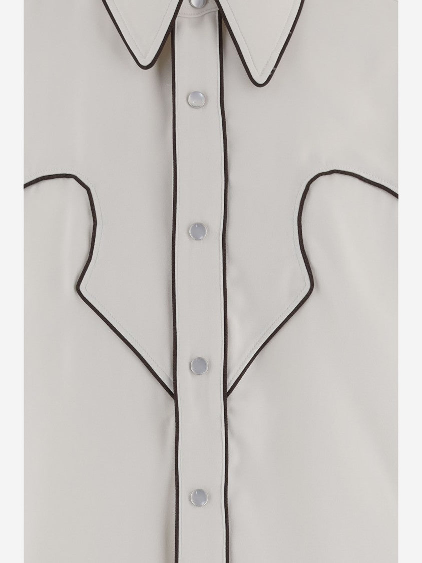 Amiri White Technical Jersey Pointed Collar Casual Shirt