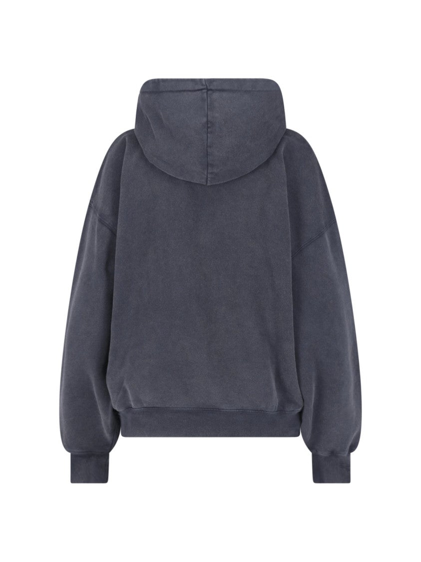 Anine Bing Black Harvey Cotton Logo Hoodie