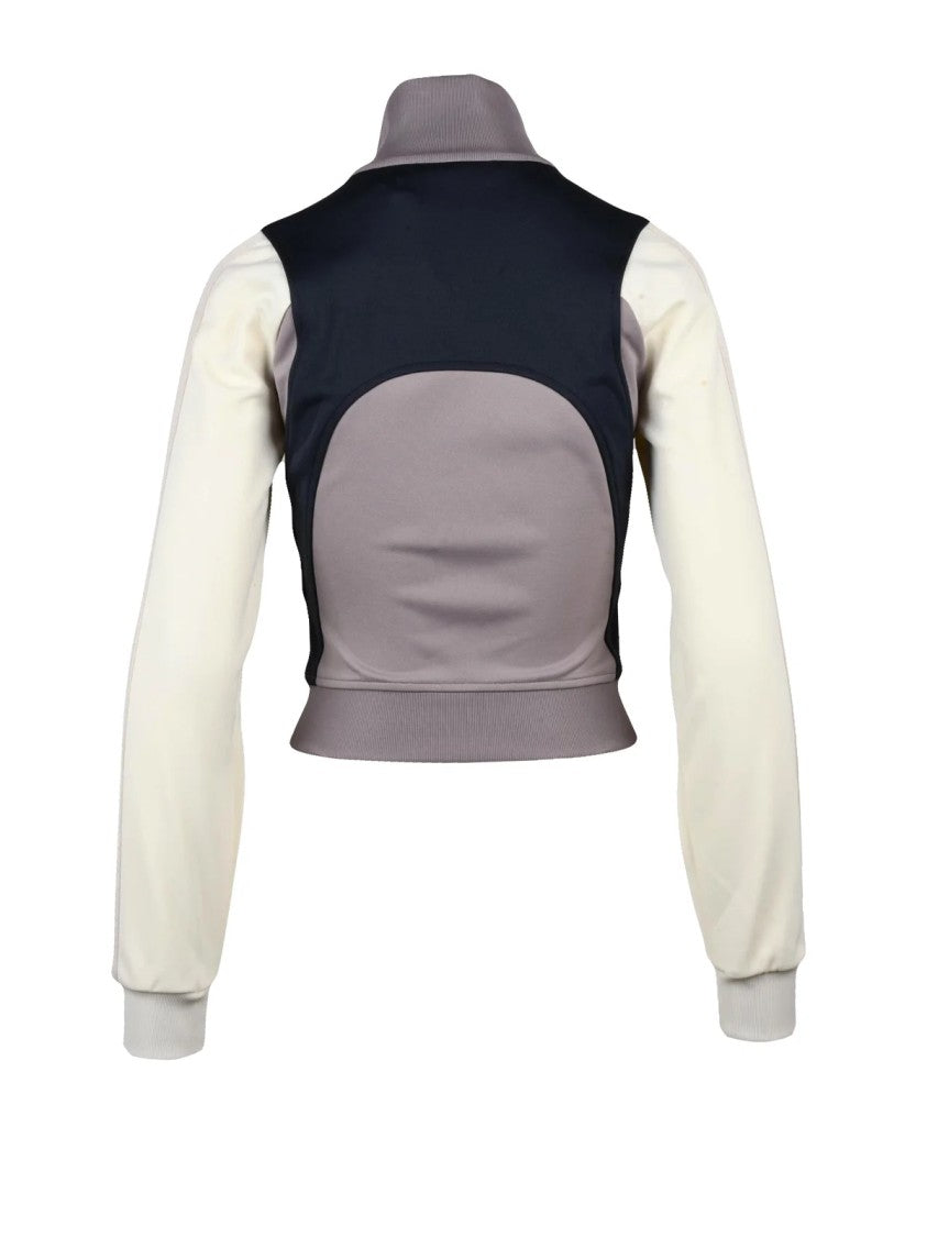 Palm Angels Cropped Color-Block Sweatshirt With High Collar And Zipper Closure