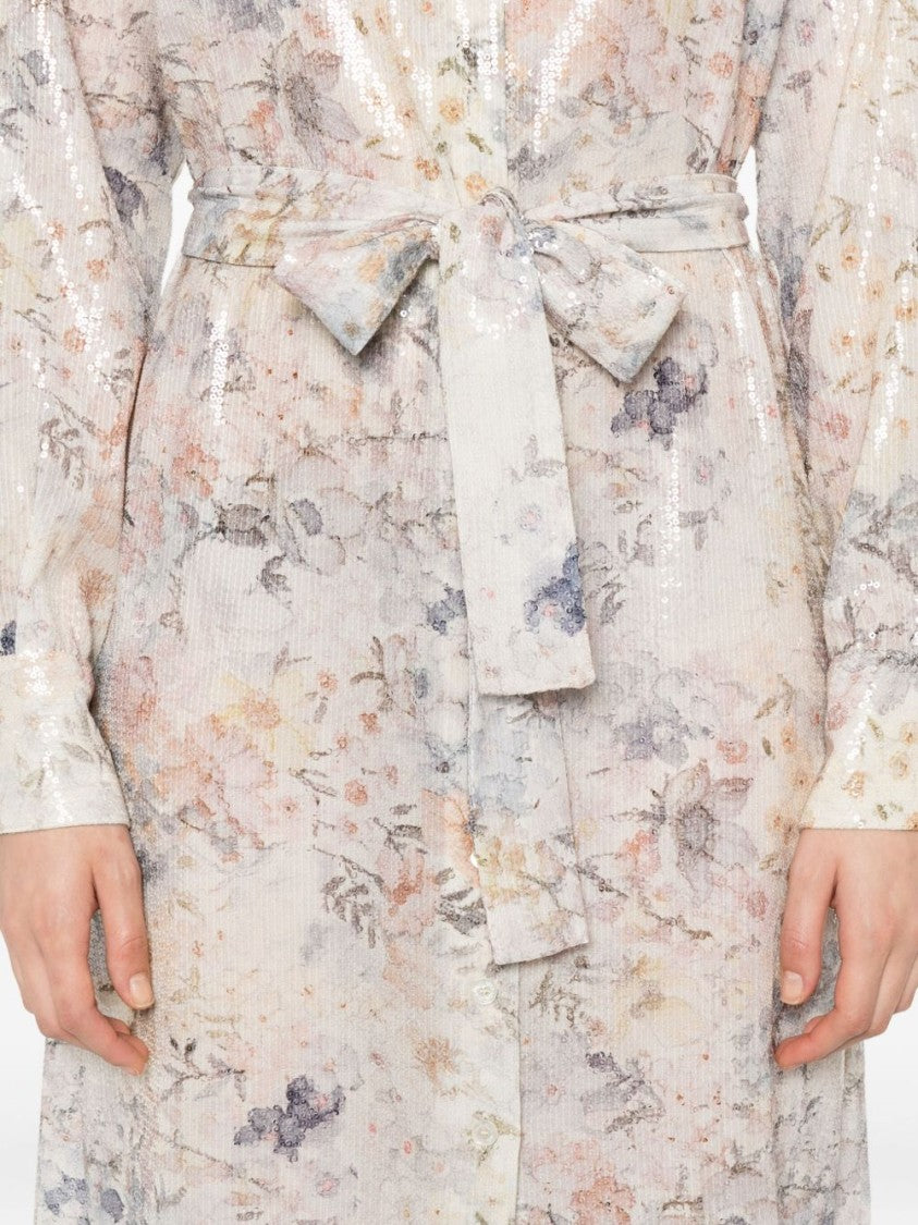 Golden Goose Floral Midi Dress With Subtle Shimmer