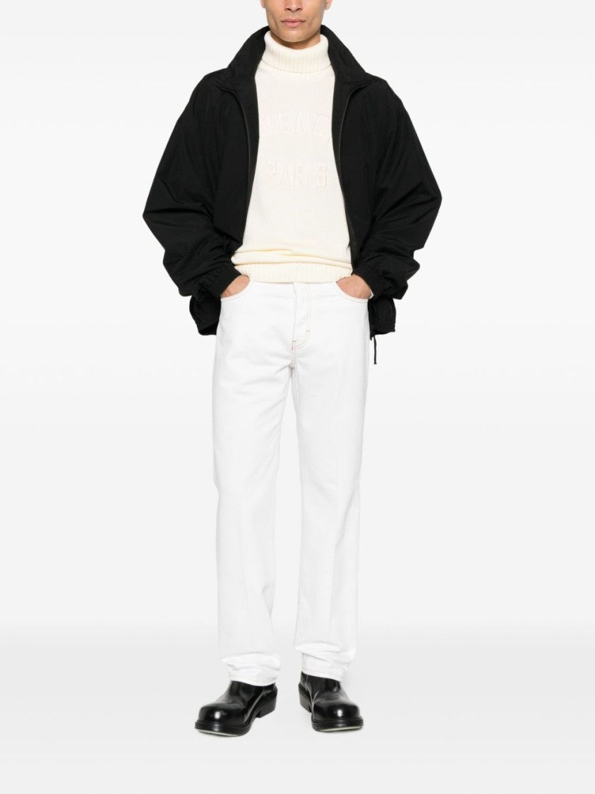 Givenchy Ribbed High Neck Sweater With Embossed Logo Detail