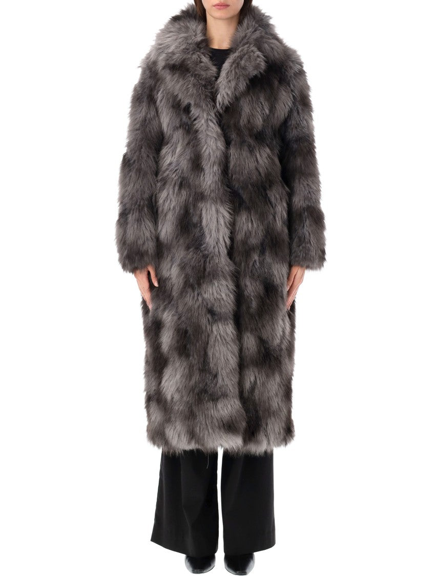 Sword Coat Eco Martora Mottled Plush Faux Fur Long Coat