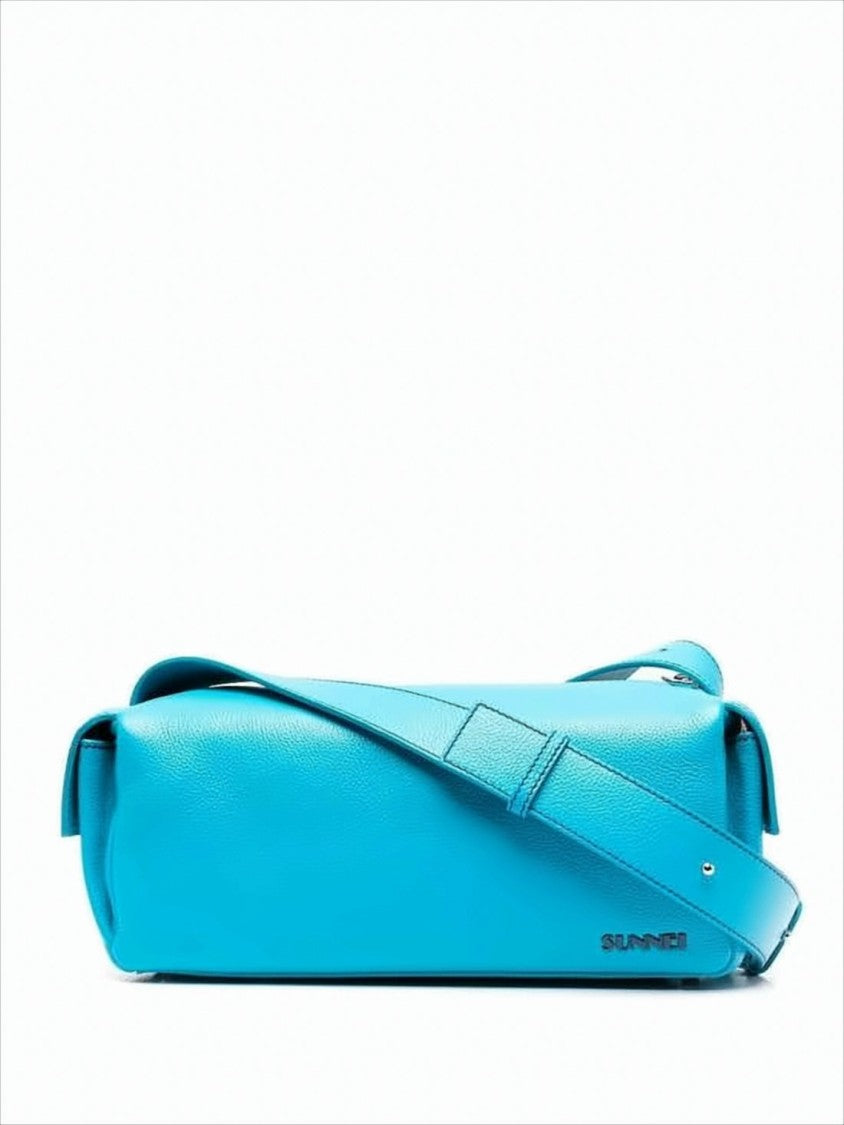 Sunnei Calf Leather Crossbody Bag With Zippered Top Closure