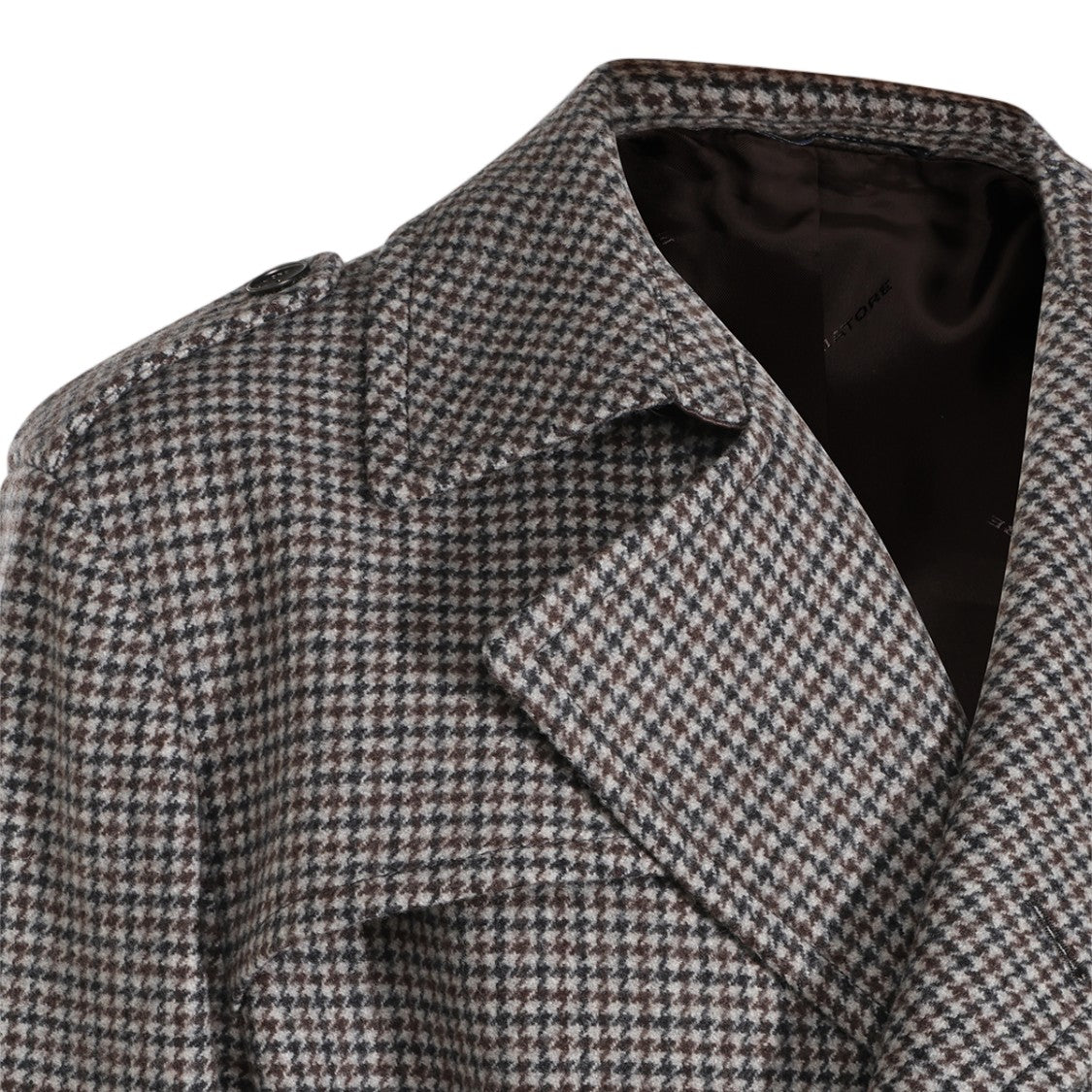 Tagliatore Houndstooth Double-Breasted Belted Trench Coat