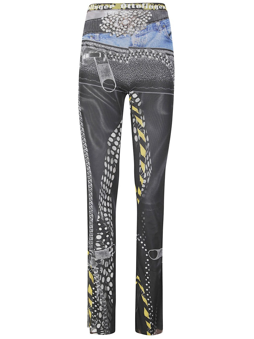 Ottolinger Fitted Mesh Trousers With Abstract Printed Pattern