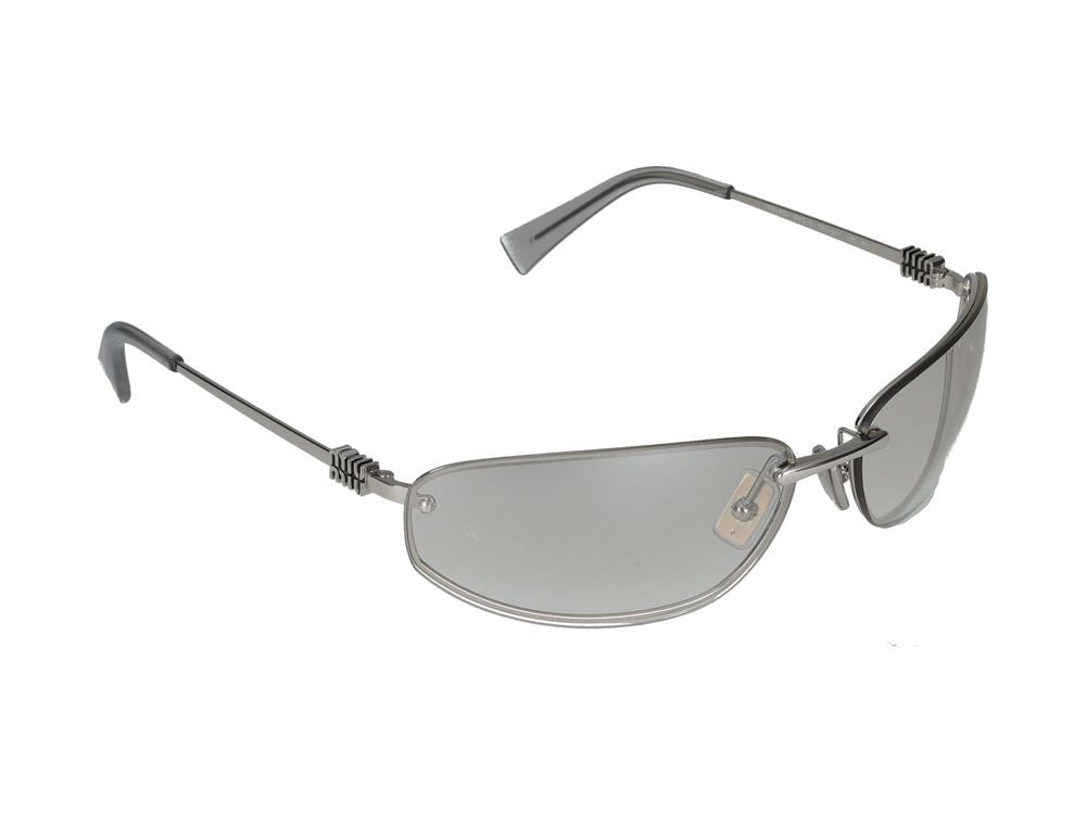 Miu Miu Rimless Silver Sunglasses With Curved Lenses