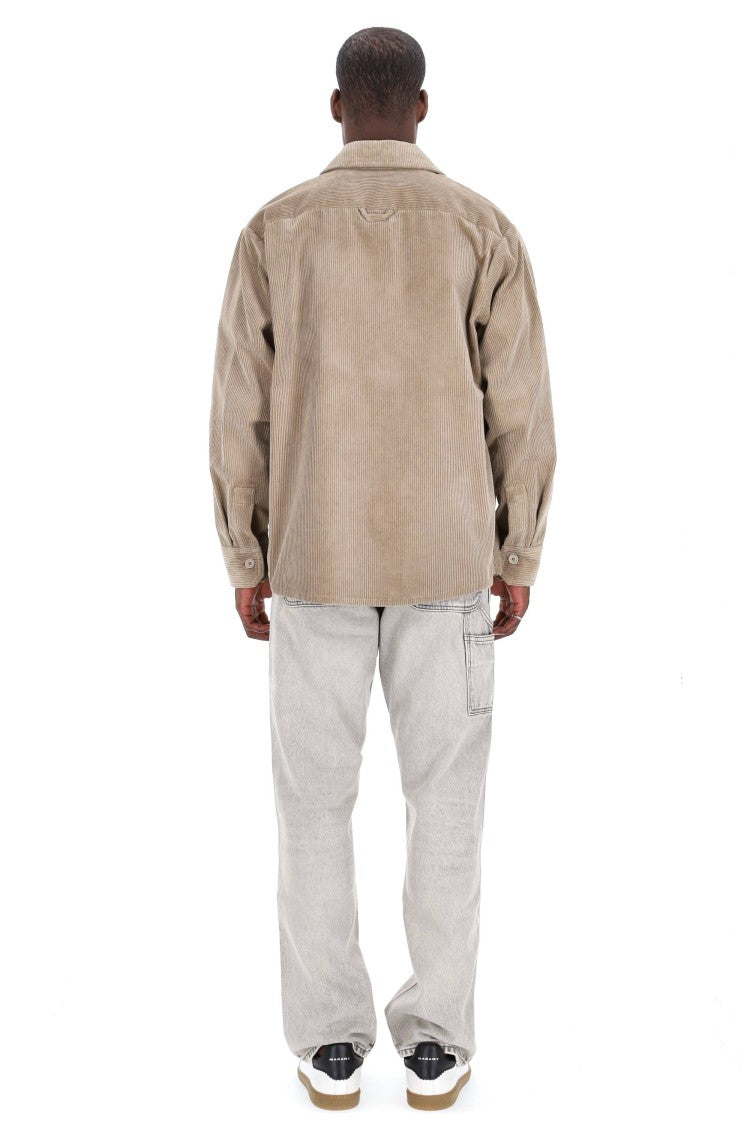 A.P.C. Cotton Velvet Overshirt With Classic Collar