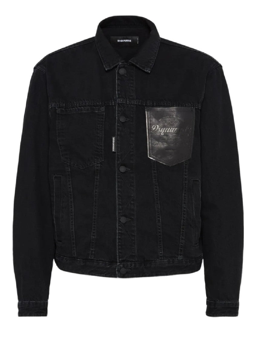 Dsquared2 Cropped Black Denim Jacket