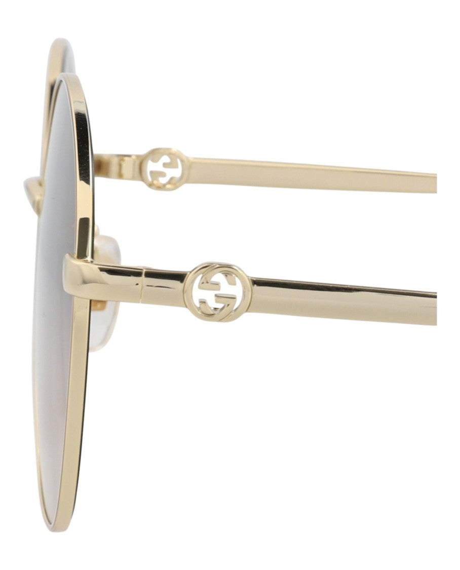Gucci Round-Frame Metal Sunglasses