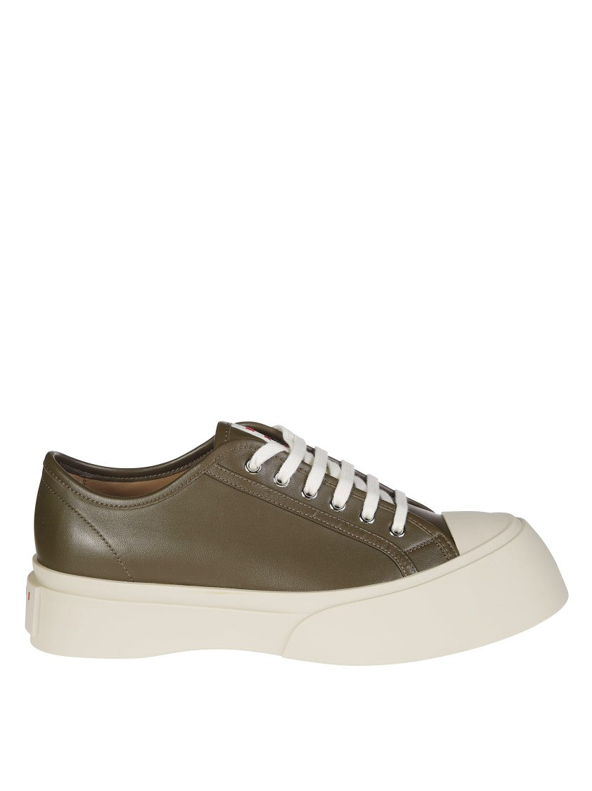Marni Brown Leather Sneakers With Sole