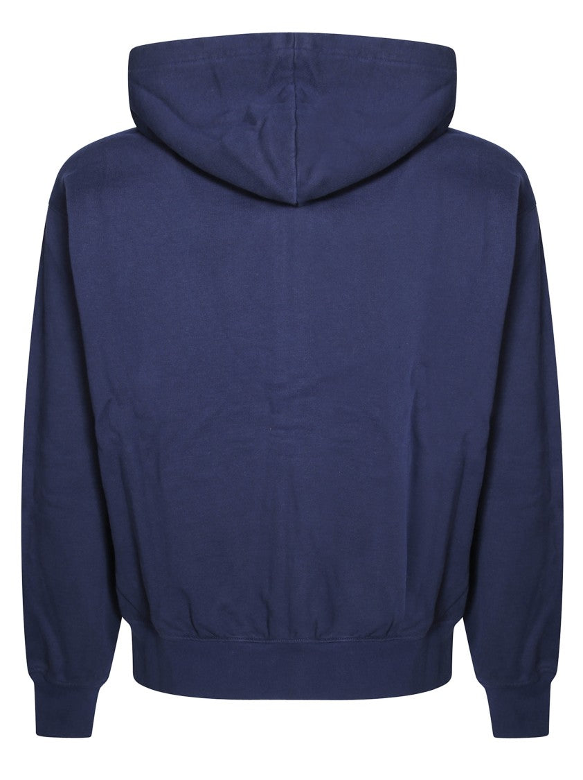Drôle De Monsieur Navy Blue Zip-Up Felpa Con Scritta Hoodie