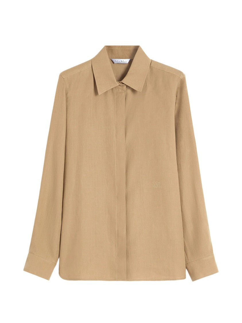 Max Mara White Mxmfalas Long-Sleeved Button-Up Shirt