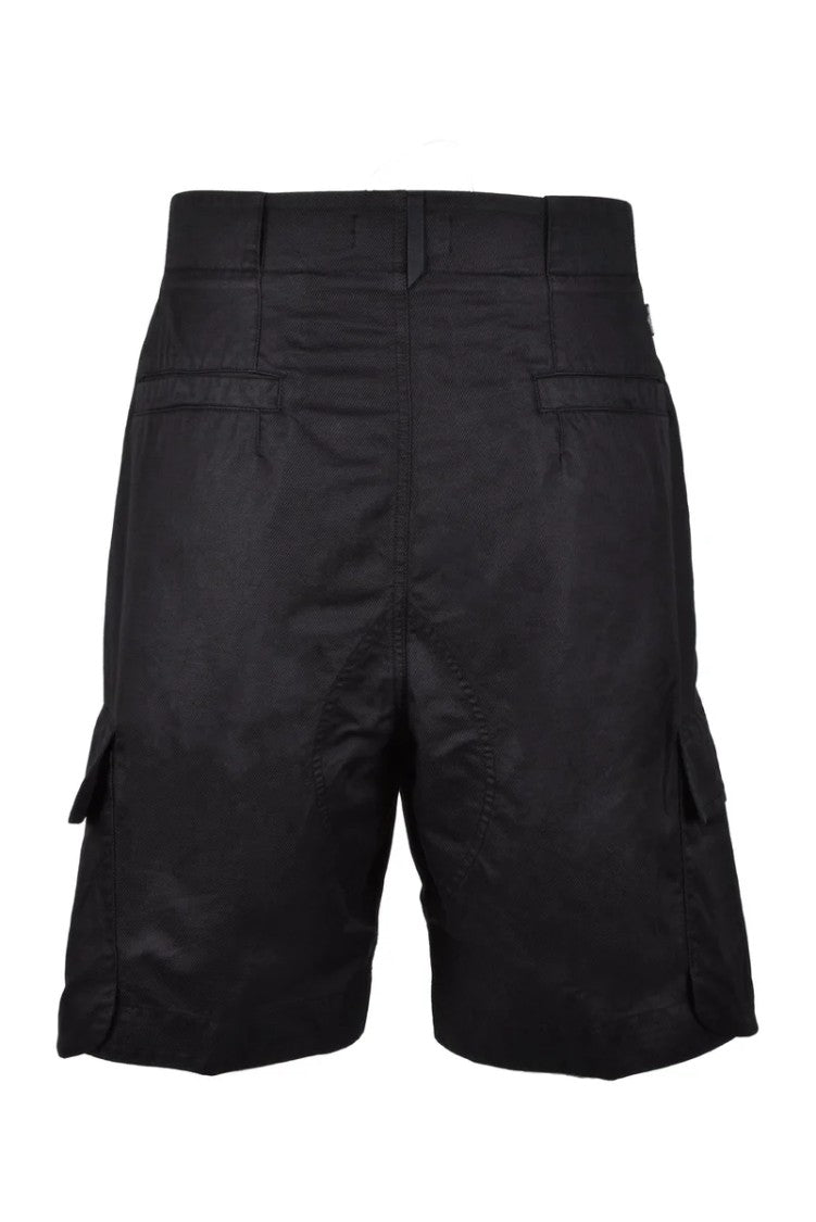 Stone Island Cotton Linen Lycra Bermuda Shorts - Black